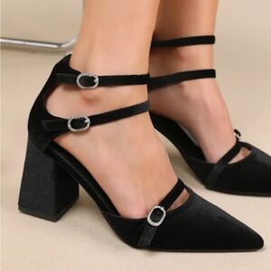 Lulu's Black Strappy Heels
